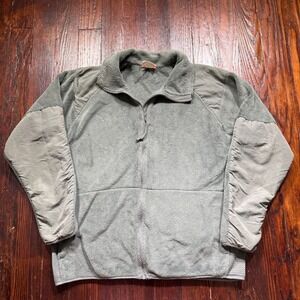 US Army Cold Weather Jacket Mens Large Long Green Fleece Gen 3 III‎ Military Zip